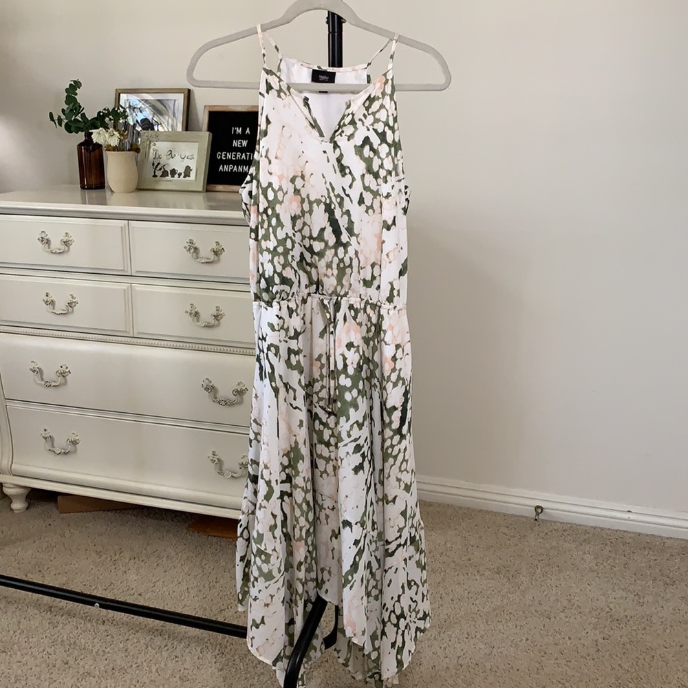 Halter Floral Midi Dress with Handkerchief Hem